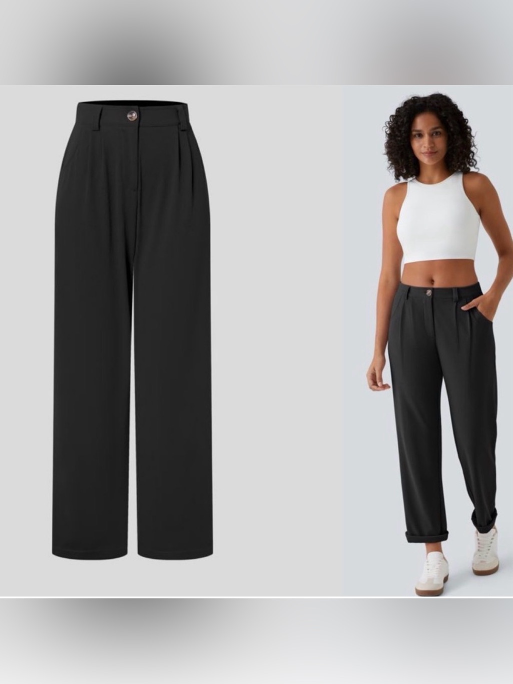 Nwt Halara Mid Rise Zipper Pocket Waffle Casual Trousers In Black. Size Large